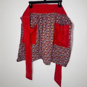 Vibrant Red Floral Asymmetrical apron